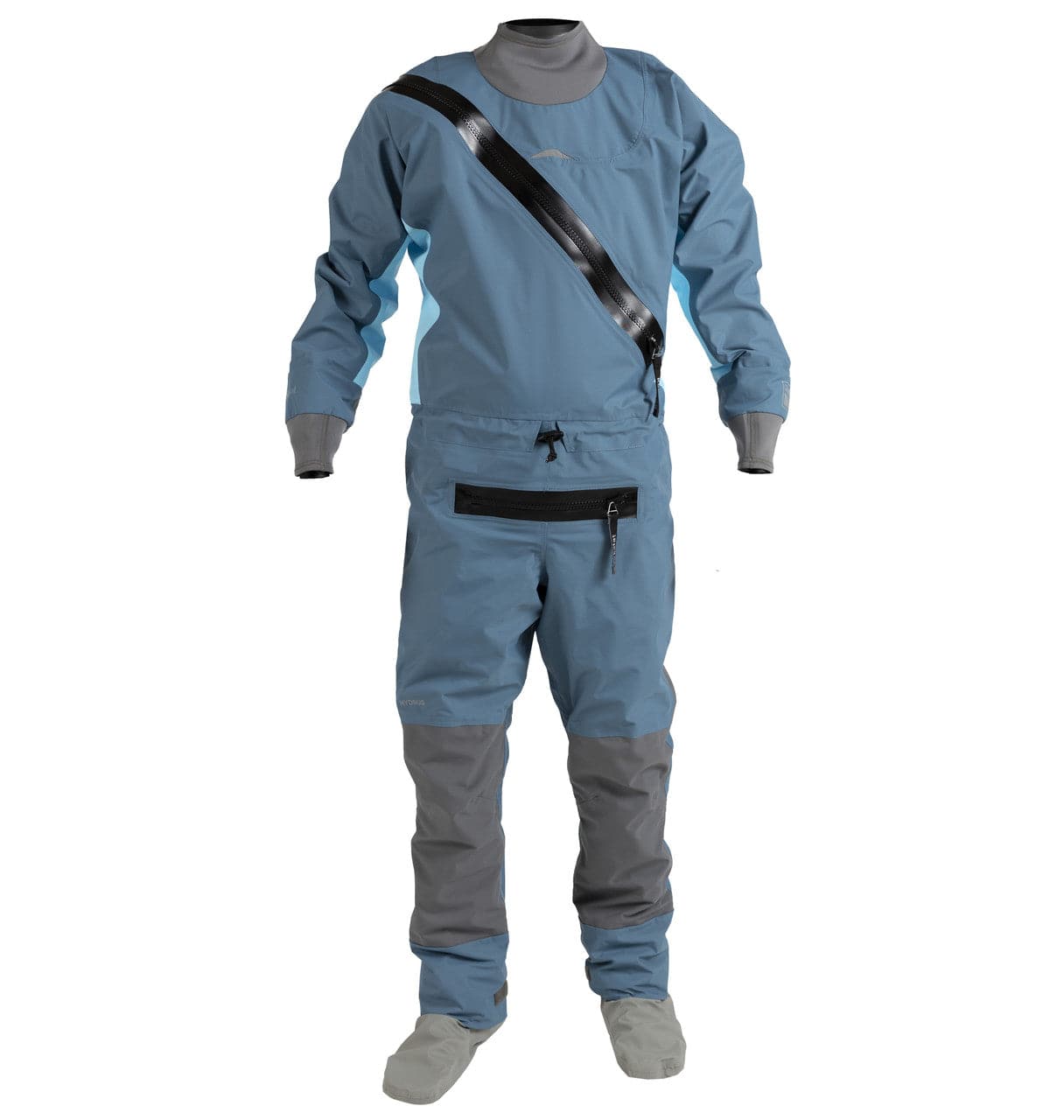 Featuring the Swift Entry Drysuit (Hydrus 3.0) with Relief Zipper men's dry wear manufactured by Kokatat shown here from one angle.