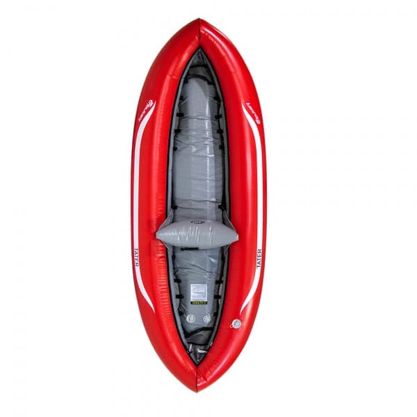 Featuring the Tributary Tater IK ducky, inflatable kayak manufactured by AIRE shown here from a third angle.