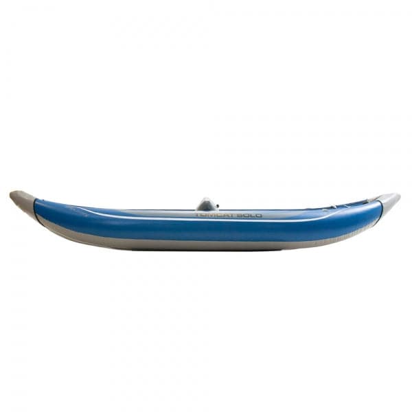 Featuring the Tributary Tomcat Solo Inflatable Kayak ducky, gift for kayaker, inflatable kayak manufactured by AIRE shown here from a third angle.