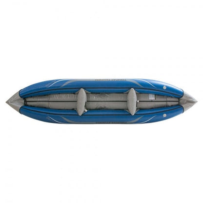 Featuring the Tributary Tomcat Tandem Inflatable Kayak ducky, inflatable kayak manufactured by AIRE shown here from a second angle.