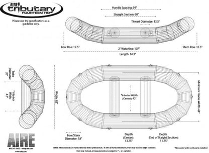 Featuring the Tributary HD 14 Self Bailing Raft raft manufactured by AIRE shown here from a fifth angle.