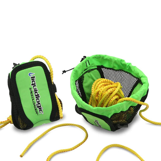 Featuring the Speedloader 50' Throw Bag leash, throw bag manufactured by LiquidLogic shown here from one angle.