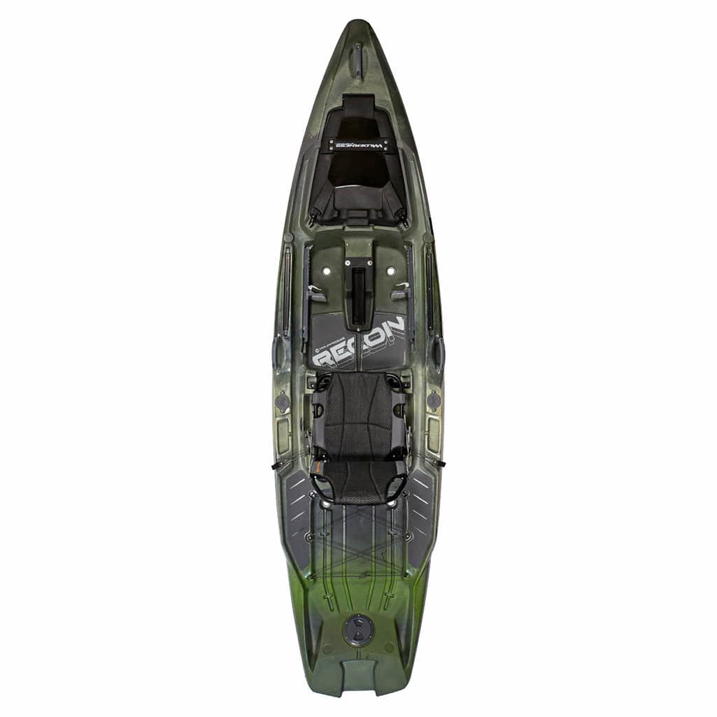 Featuring the Recon 12 Fishing Kayak  manufactured by Wilderness Systems shown here from a third angle.