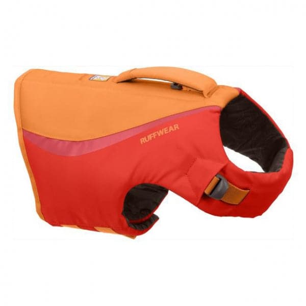 Featuring the K9 Float Coat PFD dog pfd manufactured by Ruff Wear shown here from one angle.