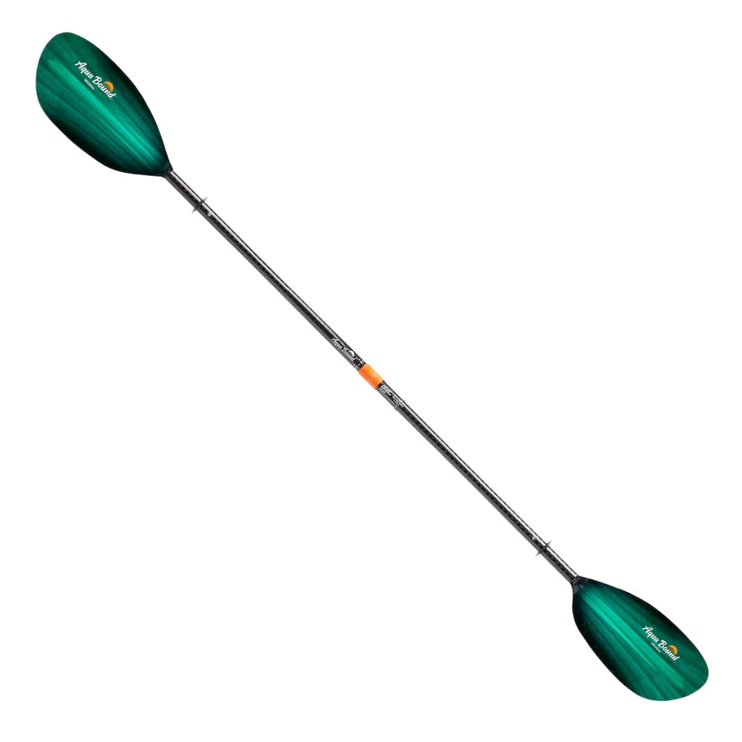Featuring the Whiskey 4-Piece Paddle breakdown paddle, fishing kayak paddle, fishing paddle, hand paddle, ik paddle, pack raft paddle, touring / rec paddle manufactured by AquaBound shown here from a sixth angle.