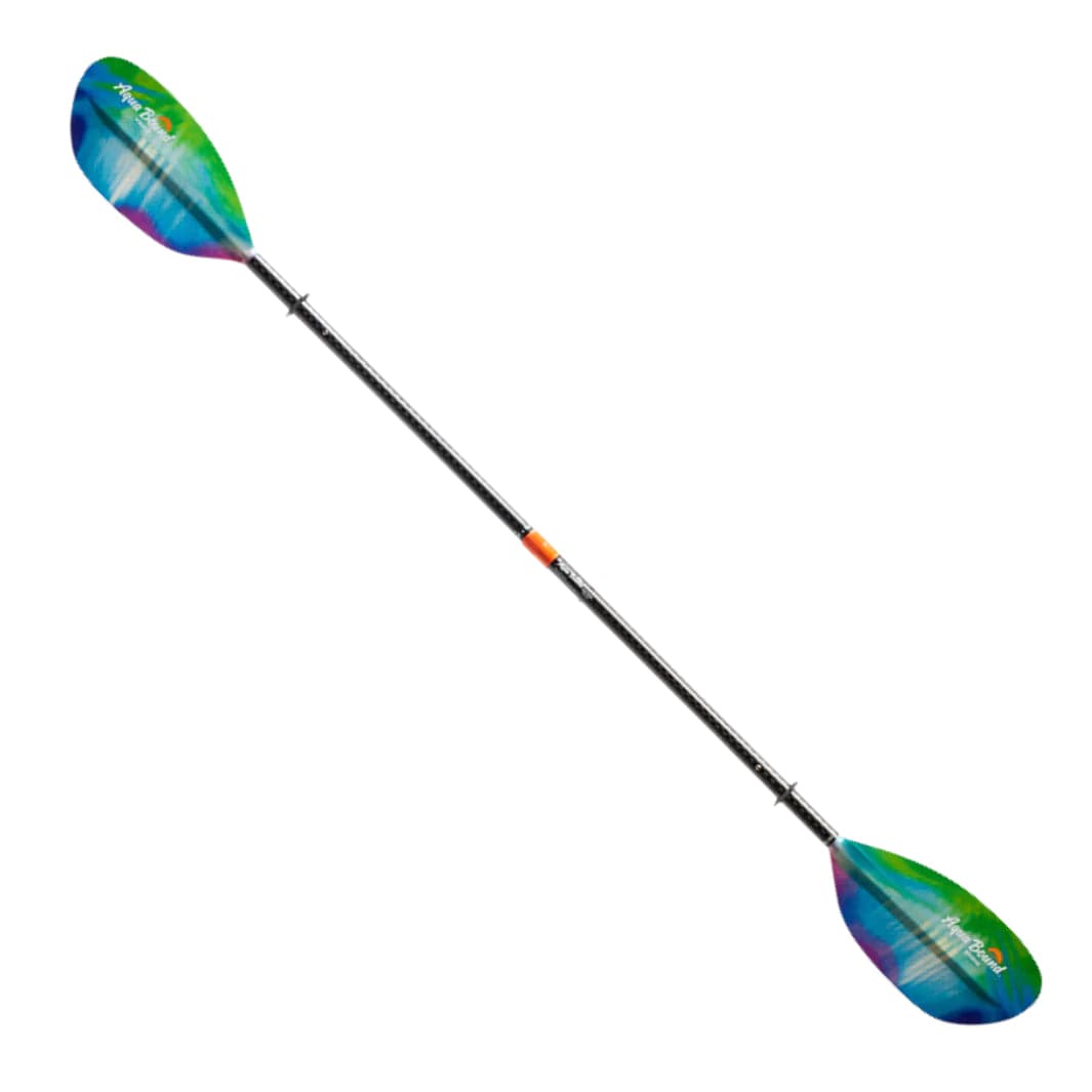 Featuring the Whiskey 4-Piece Paddle breakdown paddle, fishing kayak paddle, fishing paddle, hand paddle, ik paddle, pack raft paddle, touring / rec paddle manufactured by AquaBound shown here from a fourth angle.