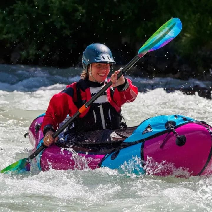 Featuring the Whiskey 2-Piece Paddle fishing kayak paddle, fishing paddle, ik paddle, pack raft paddle, touring / rec paddle manufactured by AquaBound shown here from a ninth angle.