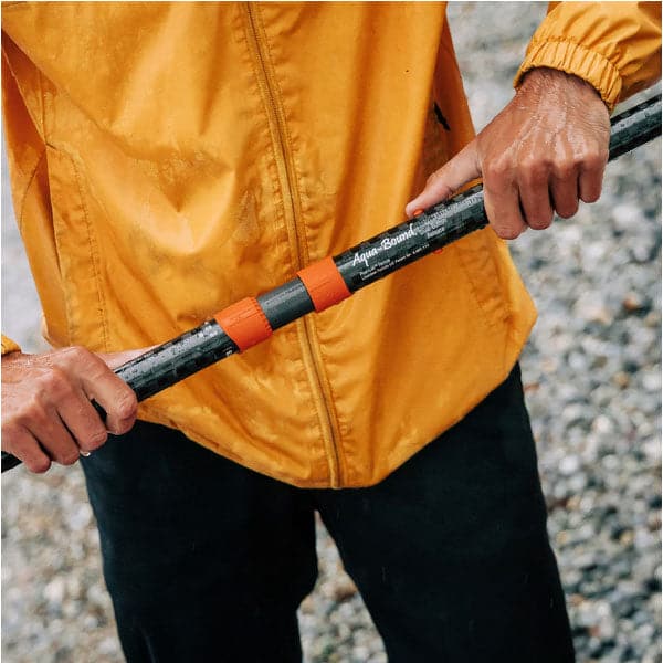 Featuring the Whiskey 2-Piece Paddle fishing kayak paddle, fishing paddle, ik paddle, pack raft paddle, touring / rec paddle manufactured by AquaBound shown here from an eighth angle.