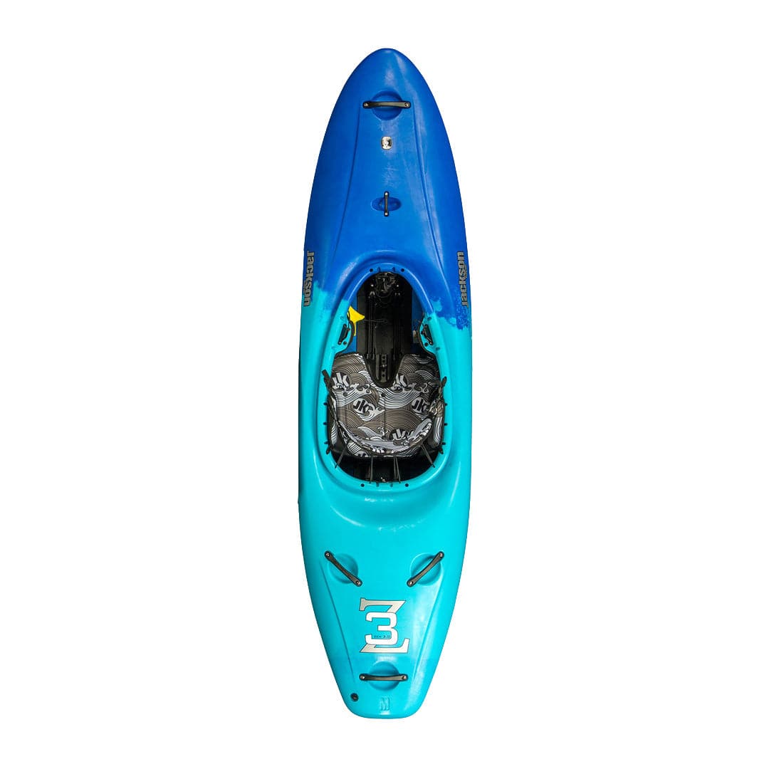 Featuring the Zen 3.0 creek boat, river runner kayak manufactured by Jackson Kayak shown here from a second angle.