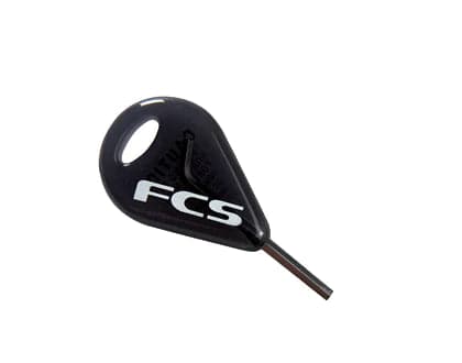 Featuring the Fin Key sup accessory, sup fin manufactured by FCS shown here from one angle.