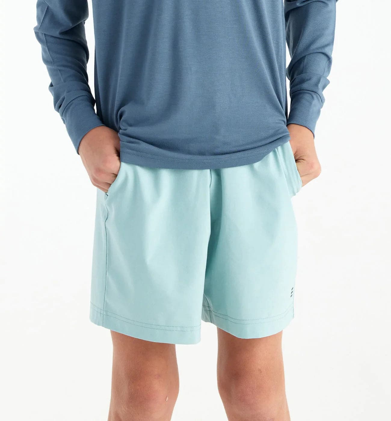 Featuring the Boys' Breeze Short kid's and babies, kid's thermal layering manufactured by Free Fly shown here from a second angle.