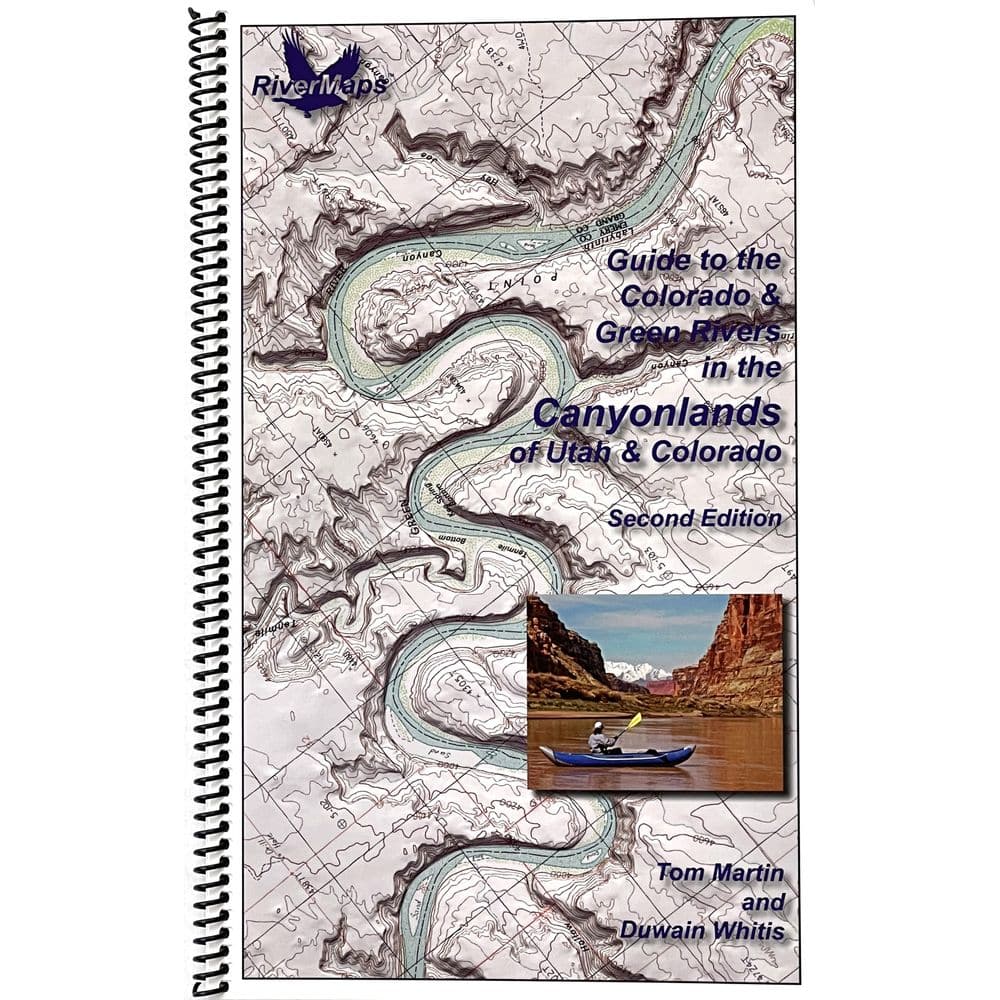 Featuring the Guide to Canyonlands - Colorado & Green Rivers guide book manufactured by Rivermaps shown here from one angle.