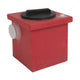 The red, square, plastic manual siren with a black handle and white knob resembles the Coyote River Gear Toilet Spare Box, making it ideal for camping trips where reliable gear is essential.