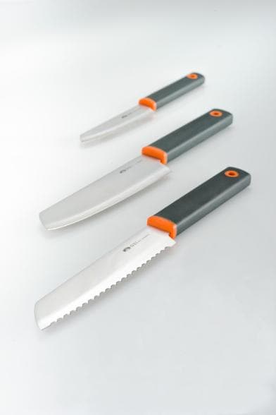 Featuring the Santoku Knife Set gift for kayaker, gift for rafter, knife set manufactured by GSI shown here from a third angle.