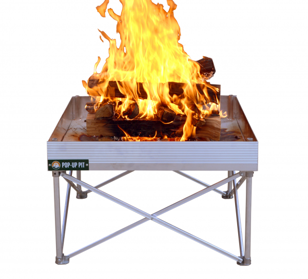 Featuring the Pop-Up Fire Pit w/ Heat Shield fire pan, fire pan accessory manufactured by Fireside shown here from a third angle.