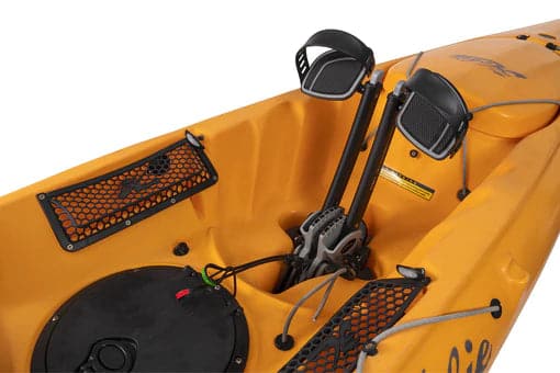 Featuring the Mirage Revolution 13  manufactured by Hobie shown here from a sixth angle.