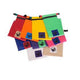 Jacks Plastic Welding's Kayak Stow bags are colorful drawstring bags crafted from durable PVC-coated polyester in red, orange, yellow, green, blue, pink, purple, white, and beige. Each features a square logo badge and doubles as a versatile dry bag.