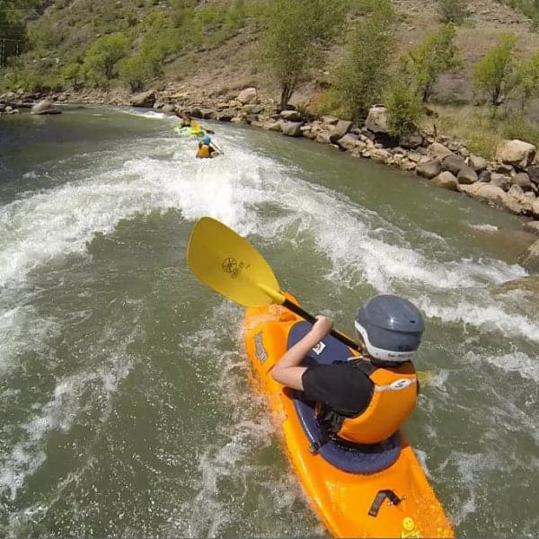 Featuring the Youth Level 2 Kayak Class kids kayak instruction, youth class manufactured by 4CRS Paddle School shown here from one angle.