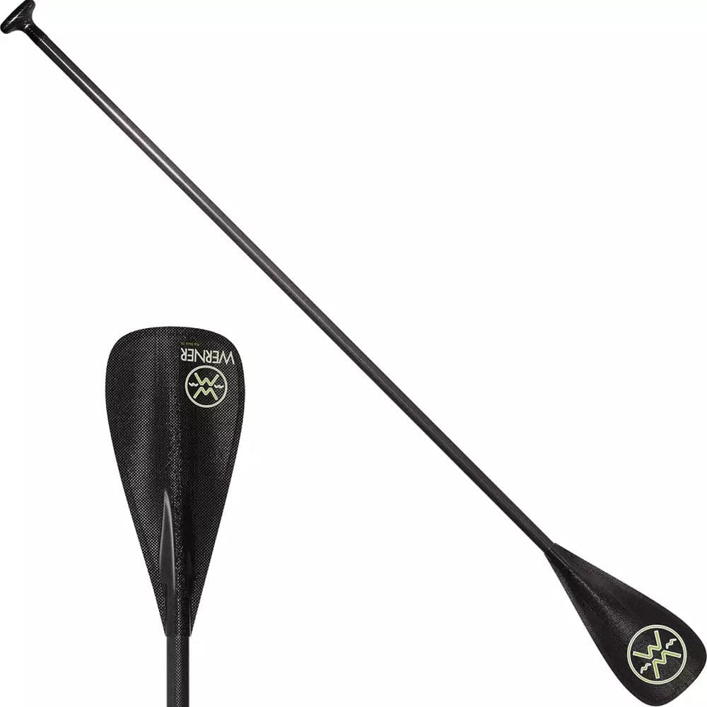 Featuring the Rip Stick Stand Up Paddle 1-piece sup paddle, 2-piece sup paddle, 3-piece sup paddle manufactured by Werner shown here from a third angle.