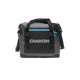 Gray and black duffel bag branded "Canyon," from the Canyon Coolers Nomad Series Soft Cooler, includes a front waterproof zipper pocket, top handles, and an adjustable shoulder strap.