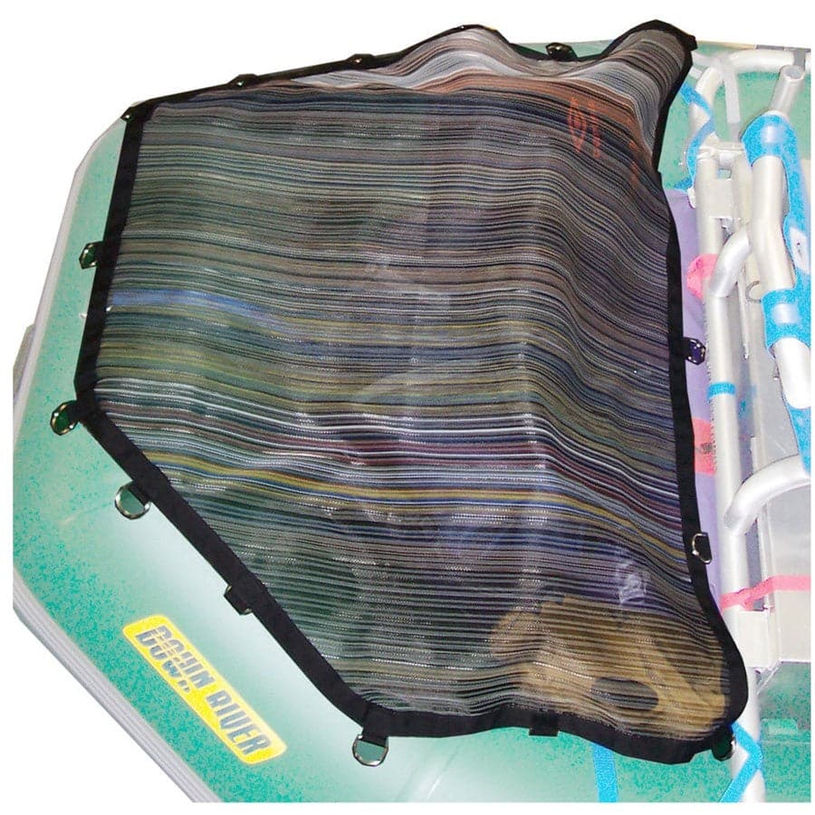 Featuring the King Sling Raft Cargo Net cam strap, gift for rafter, raft rigging manufactured by Down River shown here from a third angle.