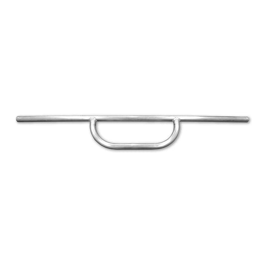 The Foot Bar from Down River Equipment is a silver metal bar with a U-shaped handle in the center, ideal for adventurers seeking quality gear.