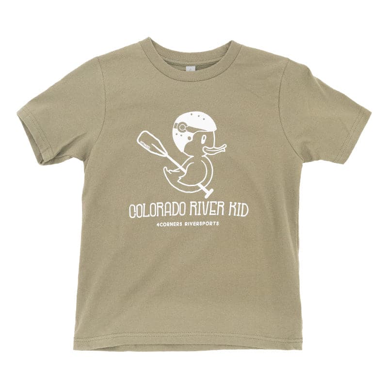 Featuring the CO River Kid Duck 4crs logo wear, gift for kid manufactured by Mountainwater shown here from one angle.