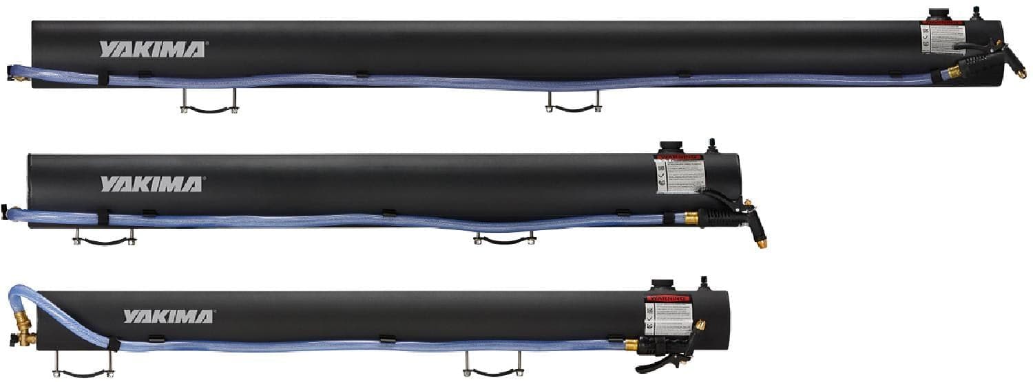 Featuring the Roadshower transport, water mount, water storage manufactured by Yakima shown here from a fourth angle.
