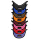 A stack of vibrant Beak Helmet Visors by Salamander showcases the distinctive logo, crafted precisely with closed-cell foam for superior comfort and durability.