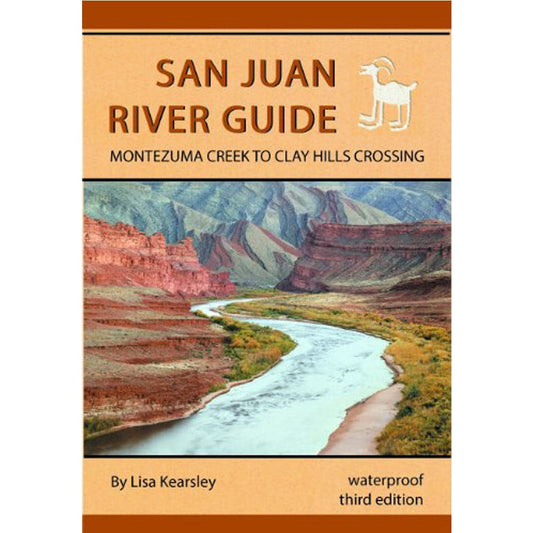 Featuring the San Juan River Guide guide book manufactured by Shiva Press shown here from one angle.