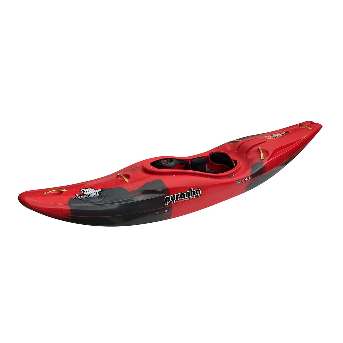 Featuring the Scorch X creek boat, river runner kayak manufactured by Pyranha shown here from a fourth angle.