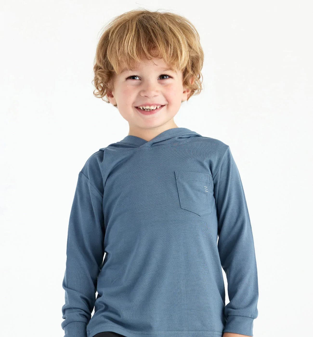 Featuring the Toddler Bamboo Shade Hoody kid's and babies, kid's thermal layering manufactured by Free Fly shown here from a sixth angle.