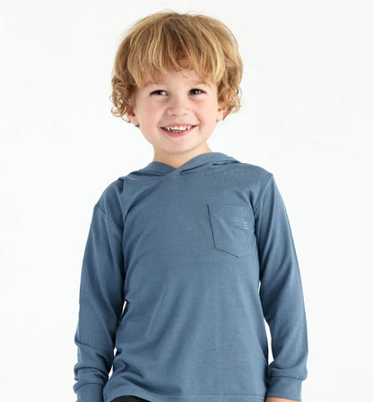 Featuring the Toddler Bamboo Shade Hoody kid's and babies, kid's thermal layering manufactured by Free Fly shown here from a sixth angle.