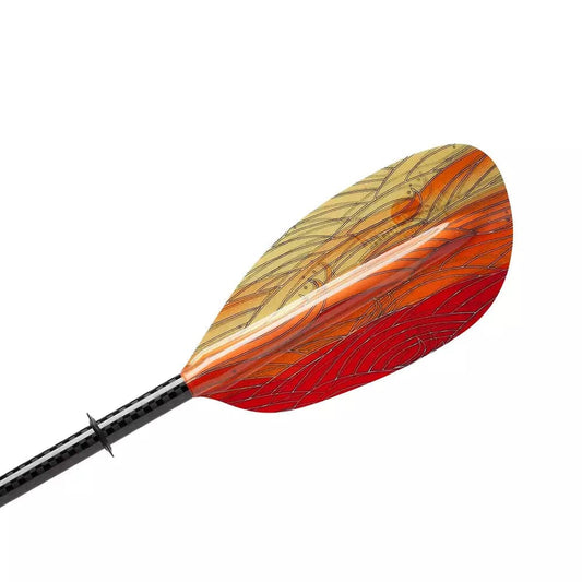 Featuring the Whiskey 2-Piece Paddle fishing kayak paddle, fishing paddle, ik paddle, pack raft paddle, touring / rec paddle manufactured by AquaBound shown here from one angle.