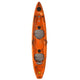 The Skimmer Tandem 140 from Hurricane Kayaks is a lightweight sit-on-top kayak featuring two gray seats and black handles on each side, ideal for adventurers.