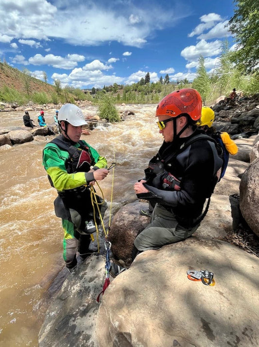 Featuring the Swiftwater Rescue Class - ACA swiftwater instruction manufactured by 4CRS Paddle School shown here from one angle.